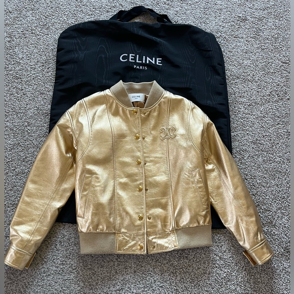 Celine Shimmering Gold Bomber Jacket